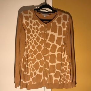 Isaac Mizrahi Live! Tan Giraffe Print Cardigan, 2X